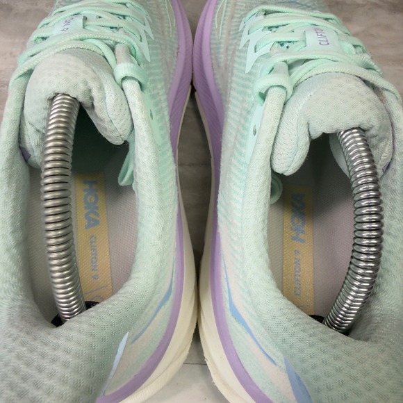 Hoka One One Womens Size 10 B Clifton 9 Running Shoes Teal Purple 1127896 SOLM - Picture 7 of 9